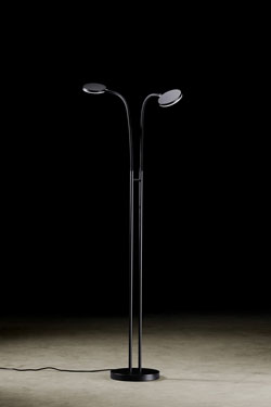 Flex Twin black floor lamp with flexible arm. Holtkötter. 