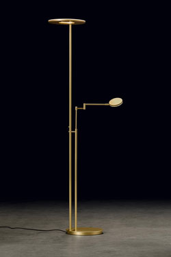 Nova 2-light floor lamp in anodised brass finish. Holtkötter. 