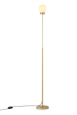 Plissée floor lamp in matt brass anodised aluminium. Holtkötter. 
