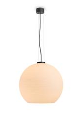 Golyo suspension boule de verre opale blanc mat et métal noir . Holtkötter. 