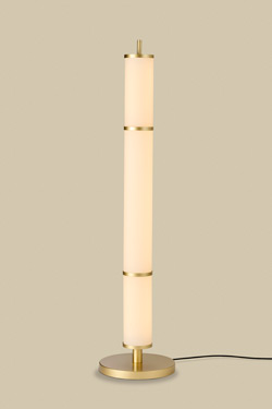 Lampadaire colonne Art Déco en verre et laiton doré Fidelio. Holtkötter. 