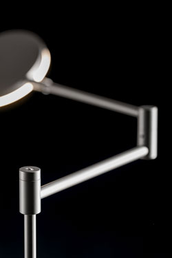 Plano articulated reading light LED lighting in platinum. Holtkötter. 