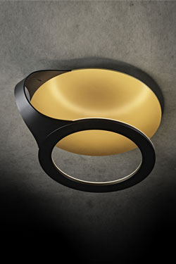 Supernova indirect lighting ceiling lamp black and gold. Holtkötter. 