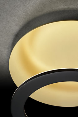 Supernova indirect lighting ceiling lamp black and gold. Holtkötter. 