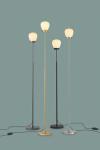 Plissée floor lamp in matt brass anodised aluminium. Holtkötter. 