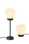 Black table lamp with matt white blown glass Plissée. Holtkötter. 