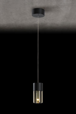 Aura black pendant lamp and amber glass . Holtkötter. 