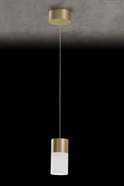 Aura gold pendant lamp and matt white opal glass. Holtkötter. 