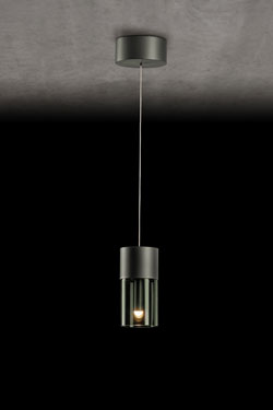 Aura pendant lamp platinum and smoked glass. Holtkötter. 