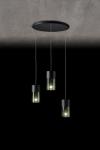 Aura 3-light black and smoked glass pendant lamp . Holtkötter. 