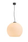 Golyo pendant lamp with matt white opal glass ball and black metal . Holtkötter. 