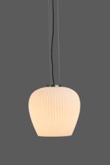 Liv pendant lamp in pleated glass and platinum metal. Holtkötter.  Liv pendant lamp in pleated glass and platinum metal. Holtkötter.