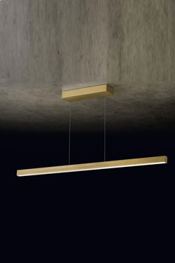 Xena linear pendant lamp brass finish 120cm. Holtkötter. 