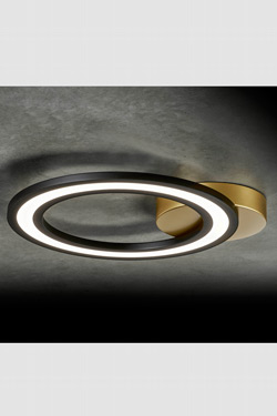 Plafonnier Design anneau noir et doré à éclairage LED Orbit. Holtkötter. 