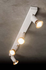 White lacquered swivel spotlight on a 4-light rail. Holtkötter. White lacquered swivel spotlight on a 4-light rail. Holtkötter.