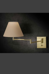 Matte and shiny gold bedside wall lamp, champagne shade. Holtkötter. Matte and shiny gold bedside wall lamp, champagne shade. Holtkötter.