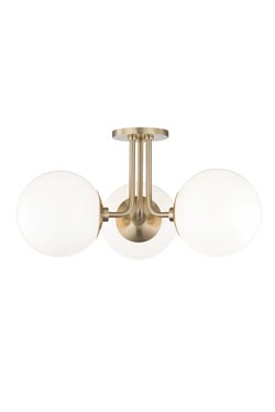 Stella American Art Deco 3-light ceiling light gold. Hudson Valley. 