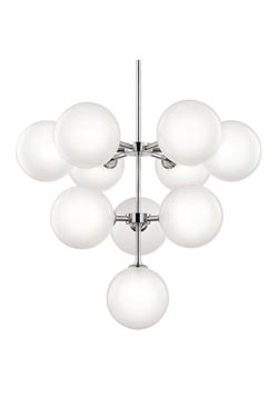 Ashleigh 10-light chandelier in acidic glass. Hudson Valley. 