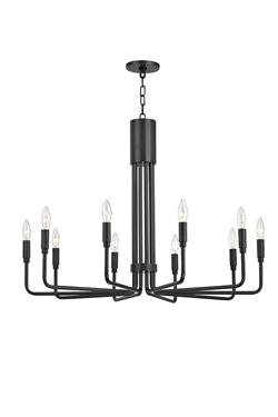 Brigitte 10-light black patinated bronze chandelier. Hudson Valley. 