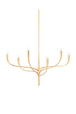 Contemporary 6-light golden chandelier Labra. Hudson Valley. 