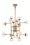 Fleming 16-light golden trumpet chandelier in brass. Hudson Valley. 