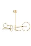 Saturn asymmetric chandelier in gold metal. Hudson Valley. 