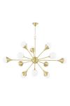 Sputnik 12-light chandelier in gold and shimmering opal glass Ariana. Hudson Valley. 