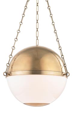 Sphère suspension américaine en laiton vieilli 52cm. Hudson Valley. 