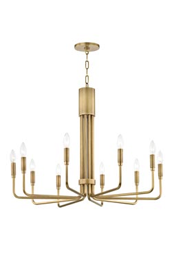Brigitte contemporary golden chandelier 6 lights. Hudson Valley. 
