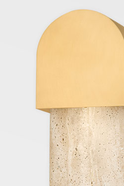 Gold and travertine wall light Hobart. Hudson Valley. 