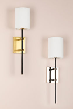 Polished nickel and black contemporary wall light Denise. Hudson Valley. 