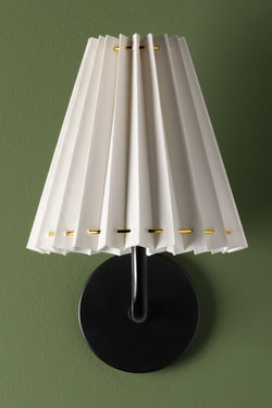 Small black pleated wall light Demi. Hudson Valley. 