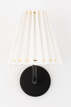 Small black pleated wall light Demi. Hudson Valley. 