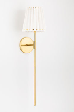 Long gold and white wall lamp Demi. Hudson Valley. 