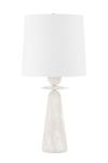 Lampe de table blanche en albâtre et lin Montgomery . Hudson Valley. 