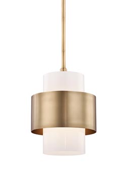 Corinth classic contemporary golden pendant light 28cm. Hudson Valley. 