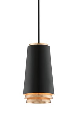 Farenheit retro gold and black pendant 1-light. Hudson Valley. 