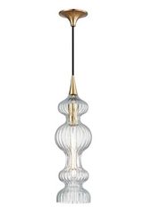 Pomfret pendant in fluted glass and aged brass. Hudson Valley. 