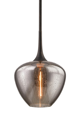 West End black pendant in metallic glass with drop effect 40cm. Hudson Valley. 