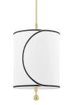 Zara cylindrical pendant in white linen 30cm. Hudson Valley. 