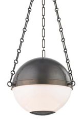 Sphère suspension américaine en bronze patiné 42cm. Hudson Valley. Sphère suspension américaine en bronze patiné 42cm. Hudson Valley.