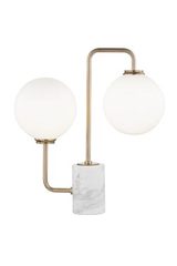 Mia retro-chic golden marble and glass table lamp. Hudson Valley. 