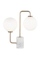 Mia retro-chic golden marble and glass table lamp. Hudson Valley. Mia retro-chic golden marble and glass table lamp. Hudson Valley.