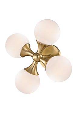 Astoria golden wall light 4 balls. Hudson Valley. 