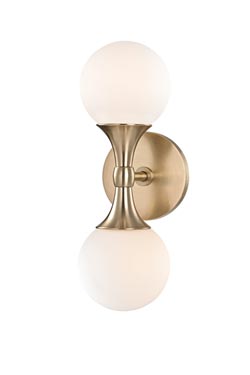 Astoria golden wall lamp 2 balls. Hudson Valley. 