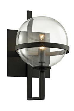 Elliott contemporary transparent ball wall lamp. Hudson Valley. 