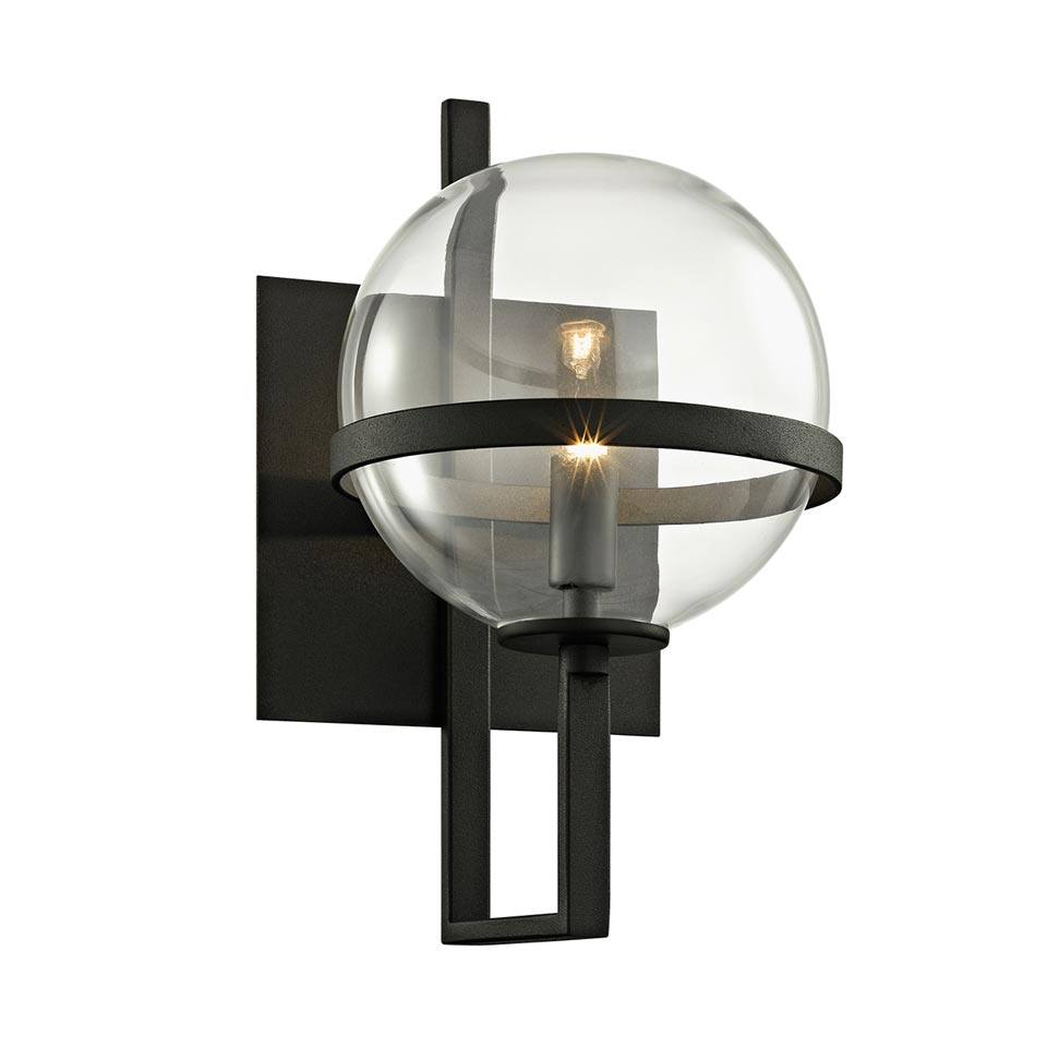 Elliott contemporary transparent ball wall lamp. Hudson Valley. 