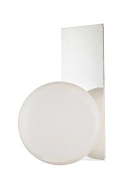 Hinsdale silver wall light and satin white glass sphere. Hudson Valley. 