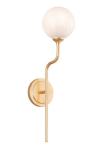 Retro style wall light gold and textured opal glass ball Onyx. Hudson Valley. 