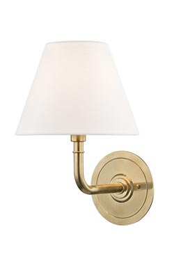 Signature n°1 classic wall lamp in aged brass. Hudson Valley. 